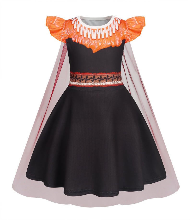 WonderBabe Girls Matangi Costume Dresses Matangi Dress Up Clothes with Long Cape for Halloween Party Cosplay size 5-6t - Image 1